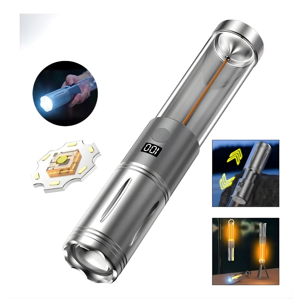 Lámpara De Camping Multifunción 360° Con Linterna Y Carga-c